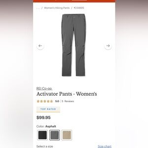REI Co-op Women's Activator Hiking pants. Size MP Color: Asphault